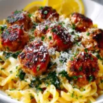 Lemon Herb Chicken Meatballs Pasta First Image