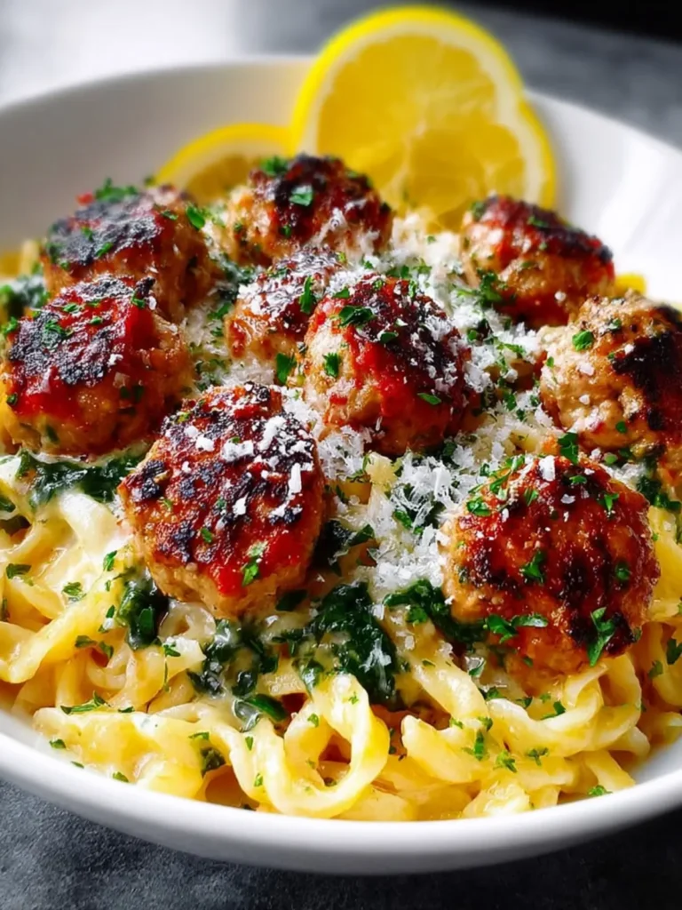 Lemon Herb Chicken Meatballs Pasta First Image