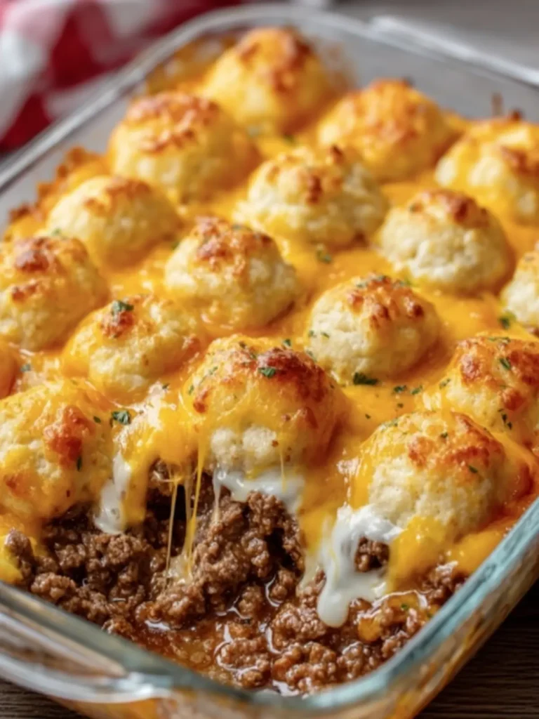 Cheesy Beef Biscuit Casserole First Image