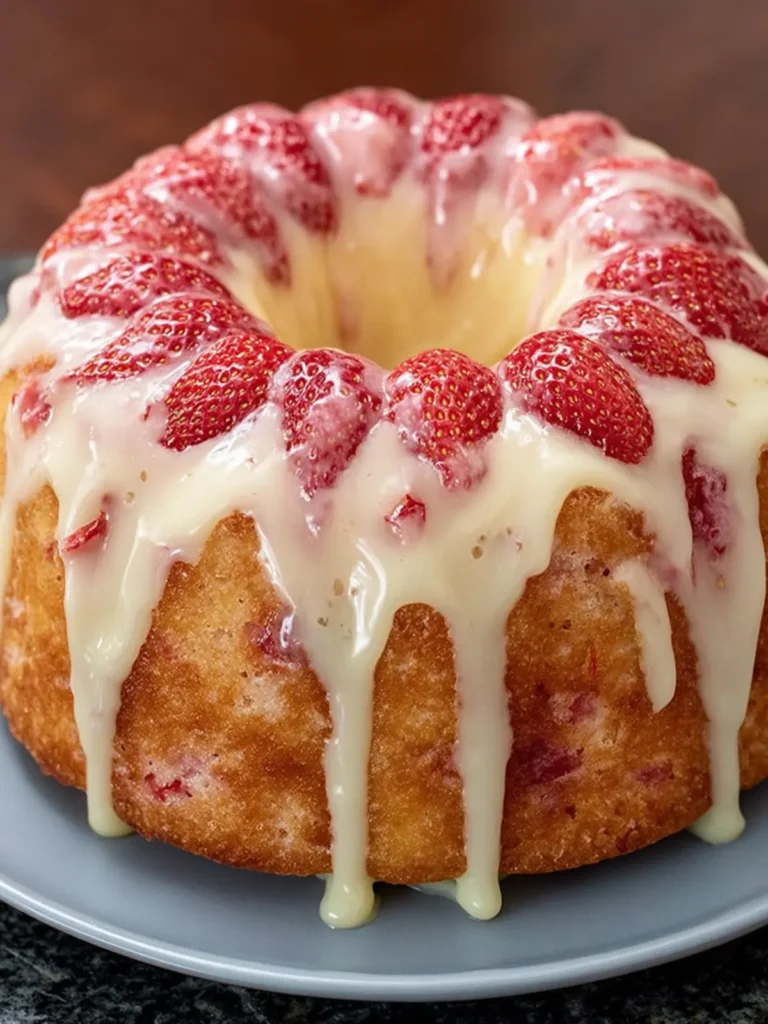 Vanilla Glazed Strawberry Bundt Cake First Image