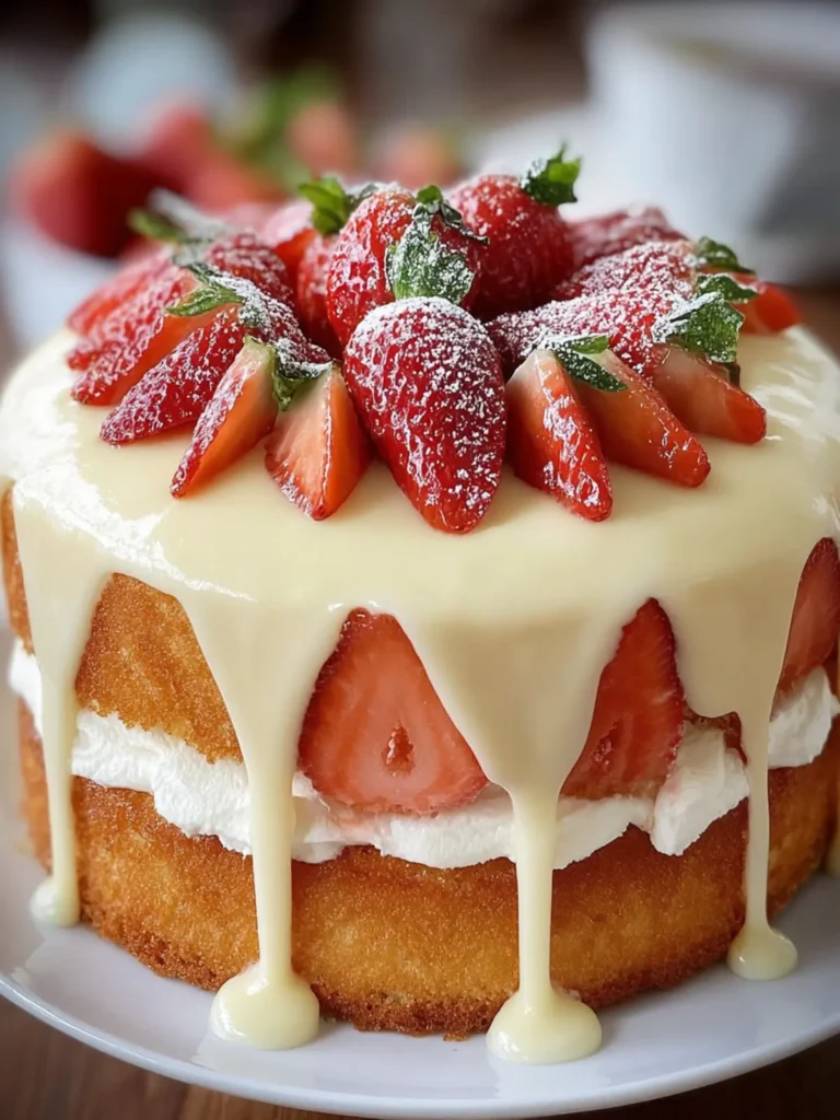 Vanilla Cream Strawberry Cake First Image