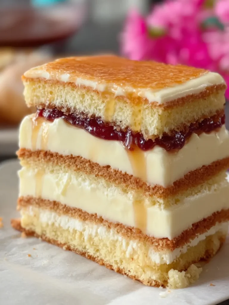 Layered Vanilla Custard Cake Recipe First Image