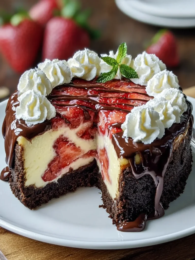 Decadent Strawberry Chocolate Cheesecake First Image