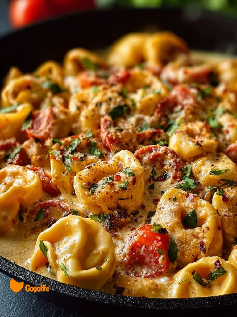 The Best Loaded Cajun Alfredo Tortellini Skillet Recipe First Image