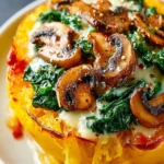 Spaghetti Squash with Mushroom and Spinach Cream Sauce First Image