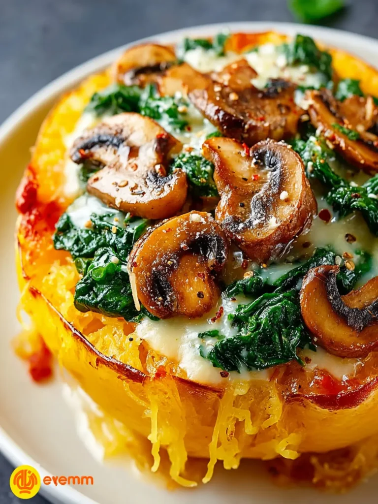 Spaghetti Squash with Mushroom and Spinach Cream Sauce First Image