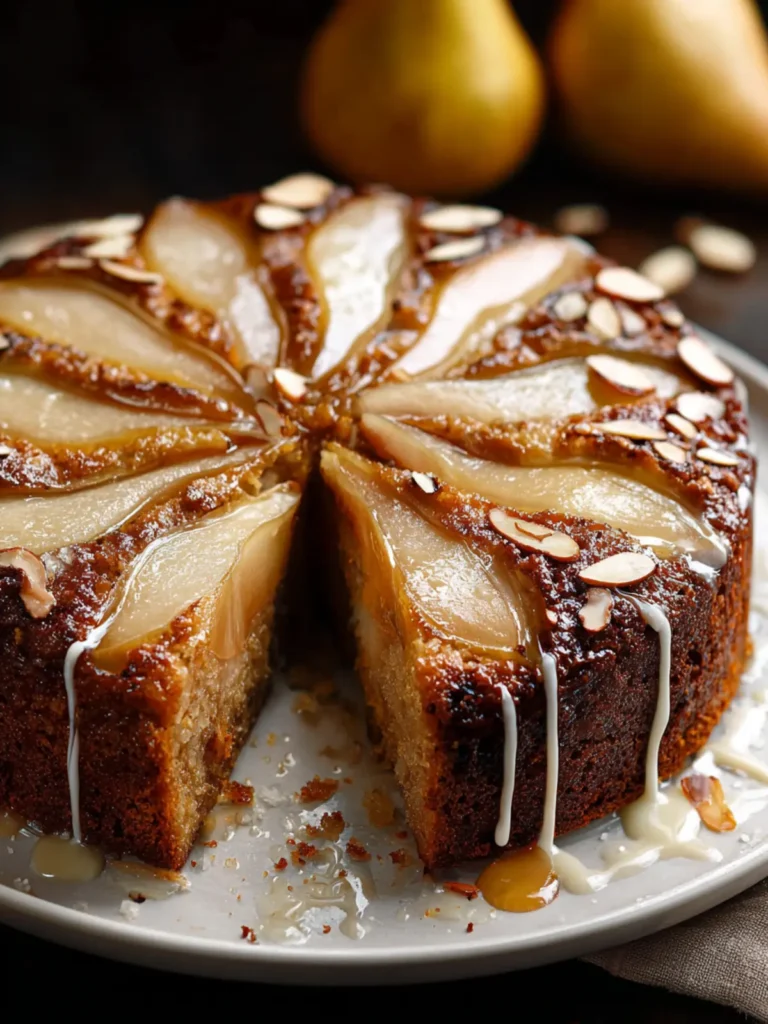 Irresistible Spiced Pear Almond Cake with Vanilla Drizzle First Image