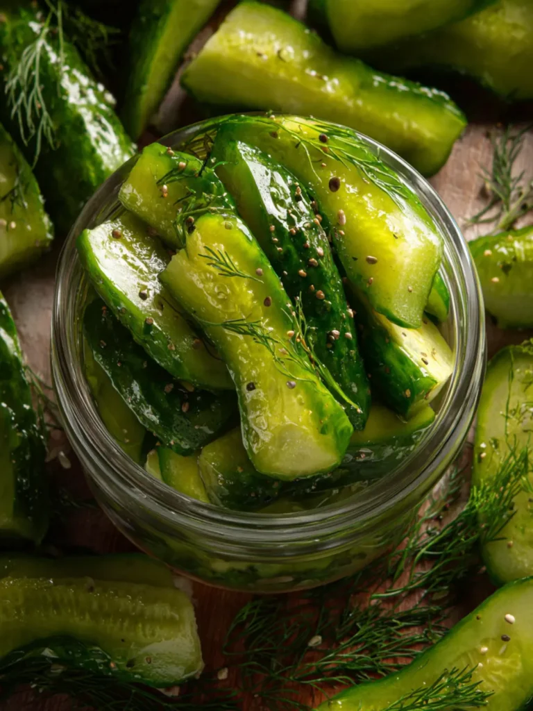 Marinated Cucumbers (Garlic Dill Cucumber Spears) First Image