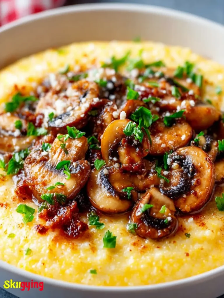 Creamy Garlic Polenta With Mushrooms First Image