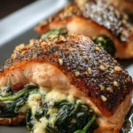 Savory Blackened Salmon Stuffed with Spinach & Parmesan First Image